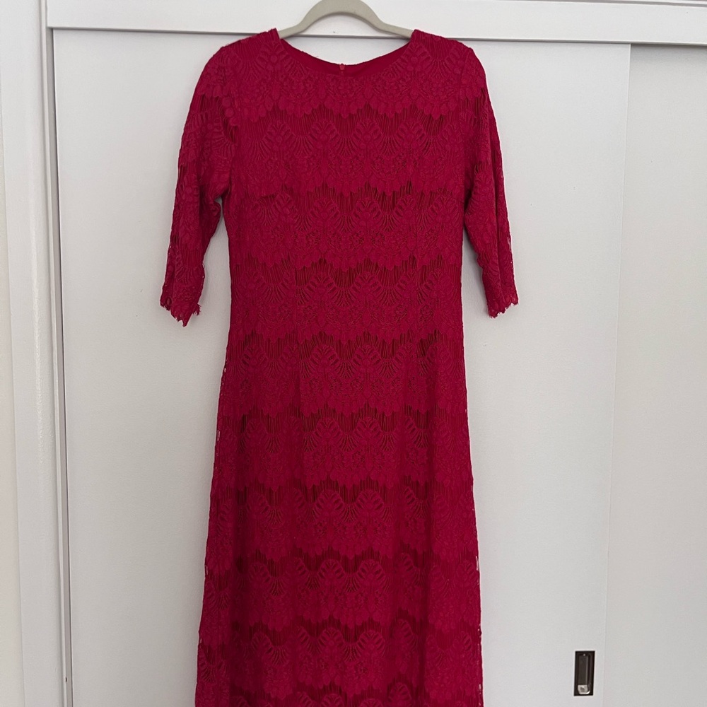 Dainty Jewells Fuchsia Lace Long Sleeve Dress
